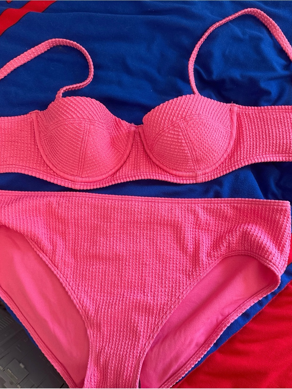 Adore Me Hot Pink Textured Bikini Swim Top and Bottom